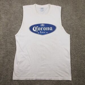 Vintage Corona Extra Tank Top Mens XL White Beer Summer Beach Y2K Graphic Tee